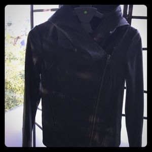 Helmut Lang leather hoody jacket